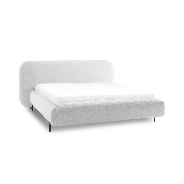 Bézs kárpitozott ágyneműtartós franciaágy ágyráccsal 160x200 cm Pointt – ELTAP