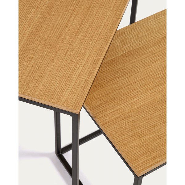 Tárolóasztal szett tölgyfa dekoros asztallappal,  2 db-os 45x45 cm Yoana – Kave Home-image-3