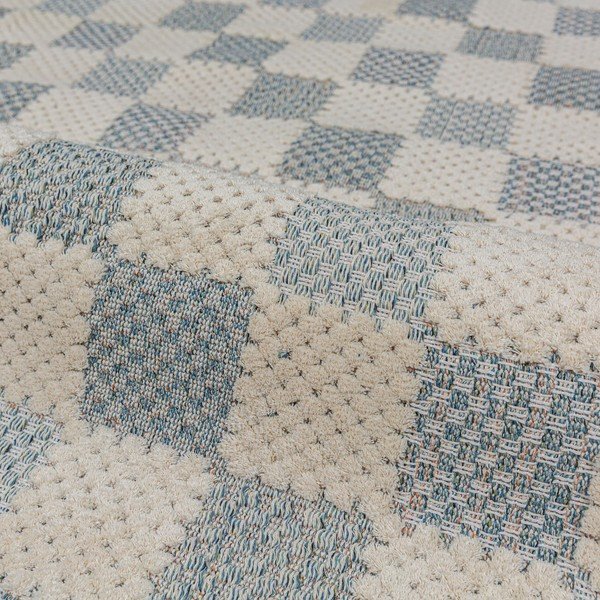 Kék mosható pamutkeverék futószőnyeg 80x230 cm Muted Checkerboard – Flair Rugs-image-4