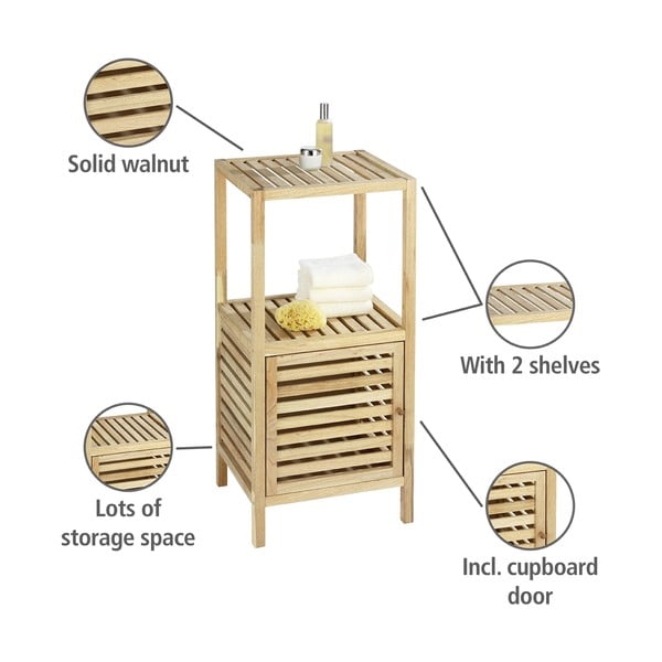 Natúr színű diófa alacsony fürdőszoba szekrény 40x86 cm Norway – Wenko-image-2