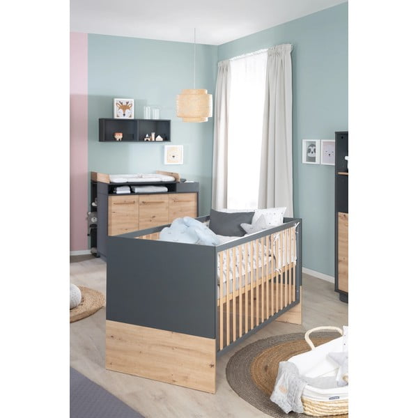 Sötétszürke-natúr színű babaágy 70x140 cm Lenn – Roba-image-1