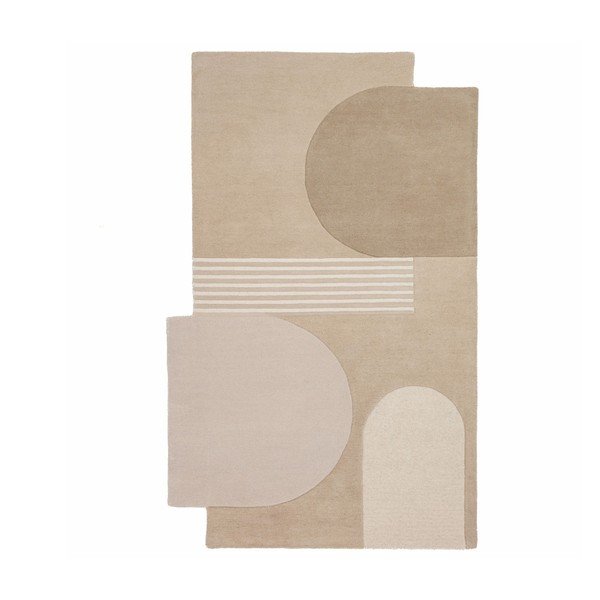 Natúr színű kézi szövésű gyapjú szőnyeg 200x290 cm Lozenge – Flair Rugs