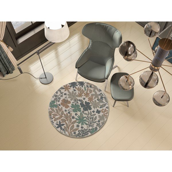 Floral bézs-zöld kültéri szőnyeg, ø 115 cm - Universal-image-1