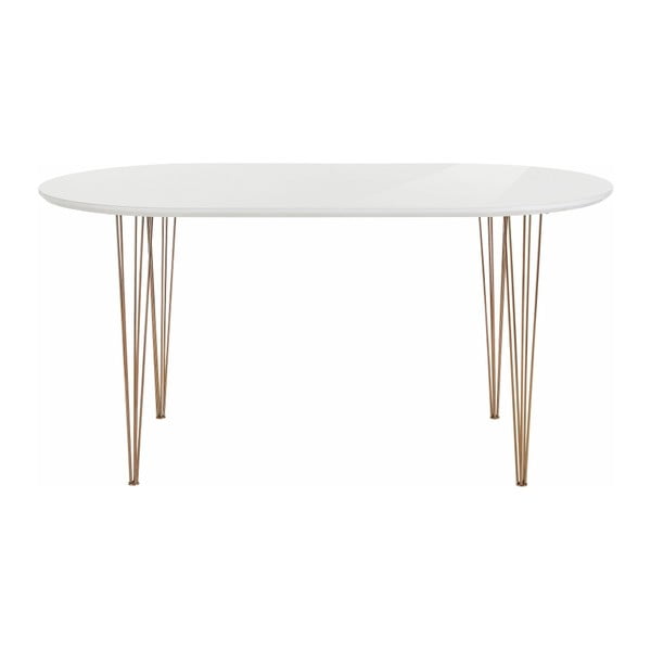 Ermelo magasfényű fehér asztal, hossza 160 cm - Støraa