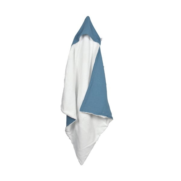 Kék muszlin kapucnis gyerek törölköző 75x75 cm – Bébé Douceur-image-2
