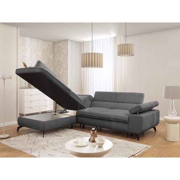 Szürke zsenília sarokkanapé (bal oldali-L alakú) Marbeya  – Ropez-image-4