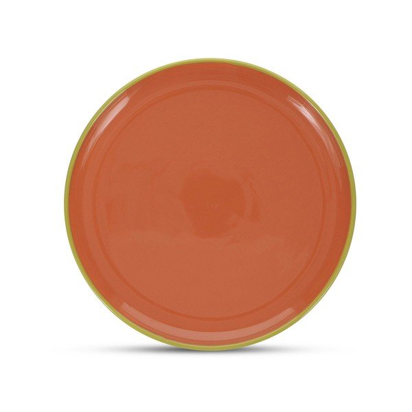 Zöld-narancssárga kőedény tányér ø 26 cm Duo – ONA