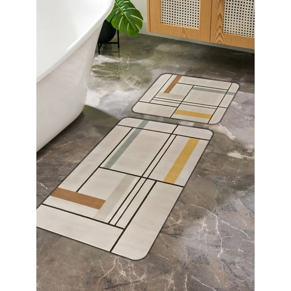 Világosbarna fürdőszobai kilépő szett 2 db-os 60x100 cm – Mila Home-image-3