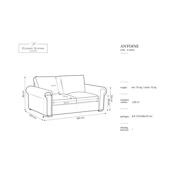 Hermes fekete kanapé, 104 cm - Windsor & Co Sofas-image-1