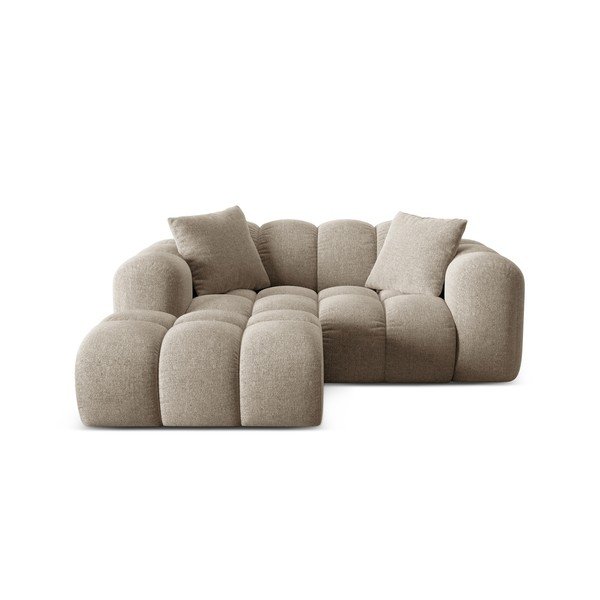 Világosbarna zsenília sarokkanapé (bal oldali-heverő résszel) Treno – Cosmopolitan Design