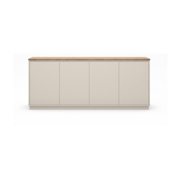 Bézs komód tölgyfa dekorral 201x84x40 cm Loreta – Marckeric