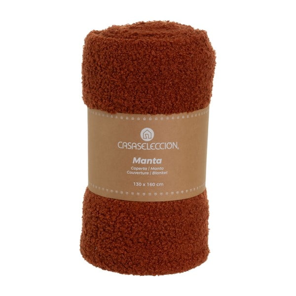 Téglavörös sherpa takaró 130x160 cm Sherpa Bouclé – Casa Selección-image-4