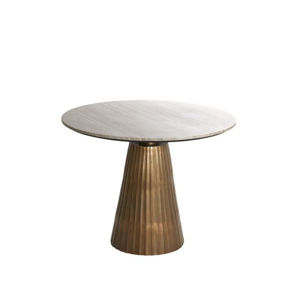 Bronzszínű-natúr színű kerek étkezőasztal márvány dekoros asztallappal ø 100 cm Rianne – Light & Living-image-2