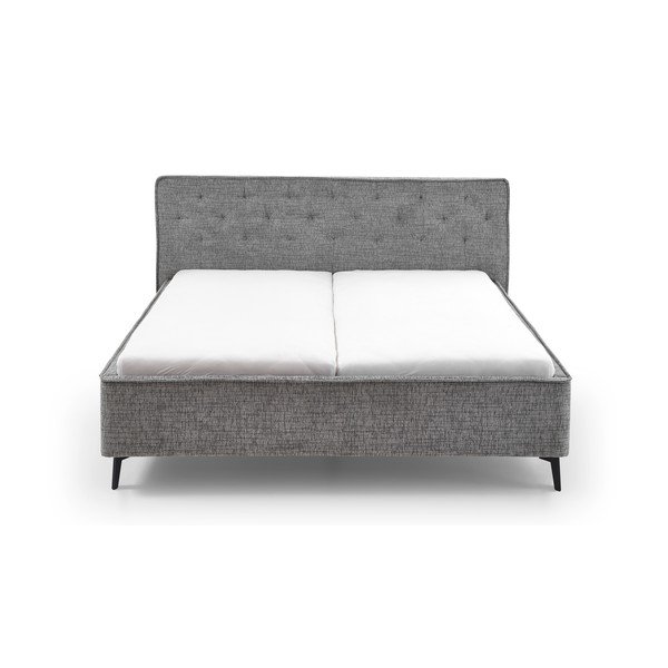 Szürke kárpitozott franciaágy ágyrács nélkül 180x200 cm Alicante – Meise Möbel-image-3