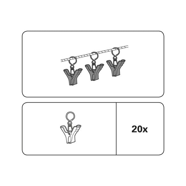 Fém függöny csipesz készlet 20 db-os - Gardinia-image-1