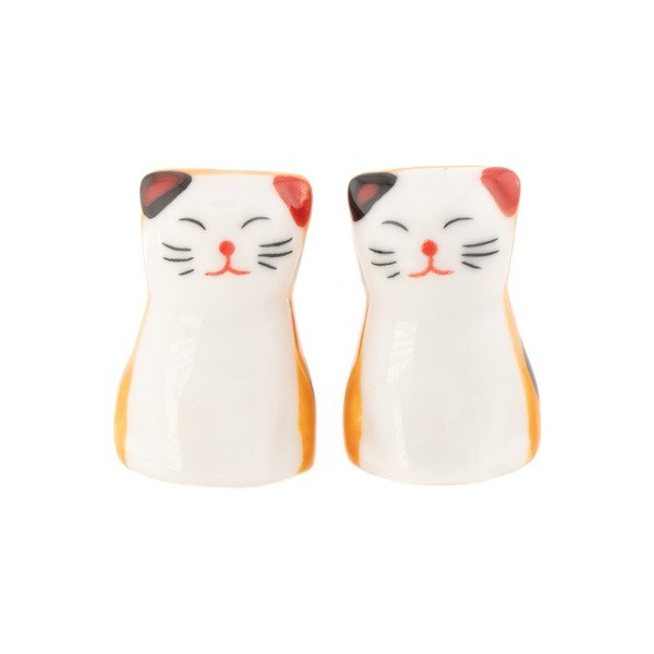 Fehér-narancssárga porcelán ötszemélyes evőpálcika alátét 2 db-os Cat – Sass & Belle-image-2