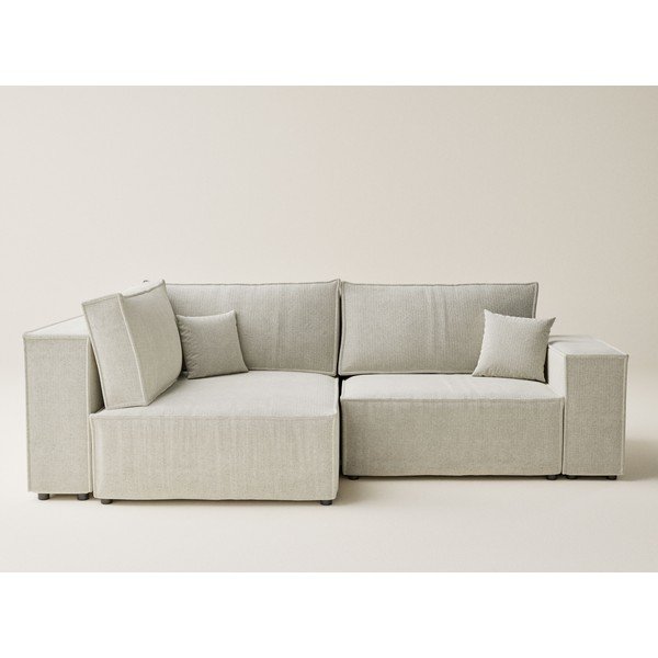 Krémszínű zsenília kinyitható-tárolóhelyes sarokkanapé (bal oldali-L alakú) Tonga – Maison de Rêve-image-2