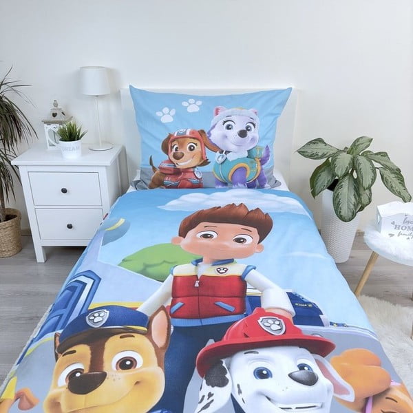 Kék egyszemélyes pamut gyerek ágyneműhuzat 140x200 cm Paw Patrol – Jerry Fabrics-image-3