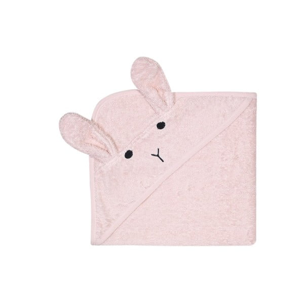 Rabbit rózsaszín pamut kapucnis gyerek törölköző - Kindsgut