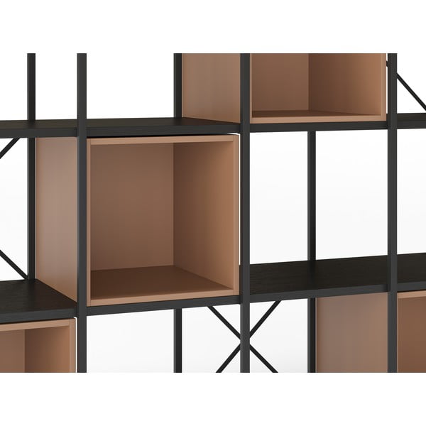 Fekete-téglavörös könyvespolc 140x179 cm Anya – Marckeric-image-4