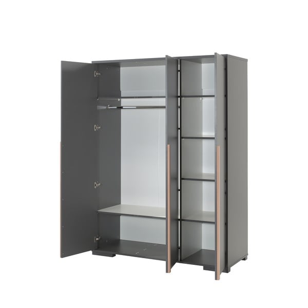 Sötétszürke gyerek ruhásszekrény 146x195 cm London – Vipack-image-2