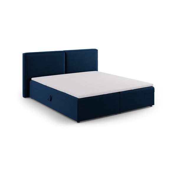 Sötétkék ágyneműtartós boxspring ágy 180x200 cm Arendal – Cosmopolitan Design