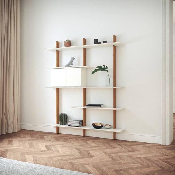 Fehér-natúr színű moduláris polcrendszer tölgyfa dekorral 162x190 cm Bridge – Tenzo-image-3