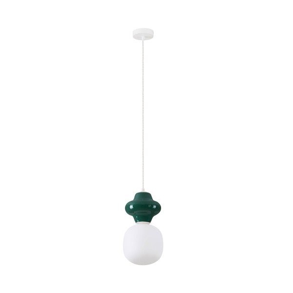 Fehér-petróleum színű kerámia függőlámpa üveg búrával ø 18 cm Clio – Nova Luce