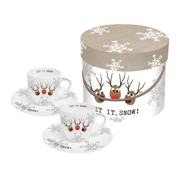 Oh Let It Snow 2 részes porcelán eszpresszó csésze szett karácsonyi motívummal, díszdobozban, 100 ml - PPD