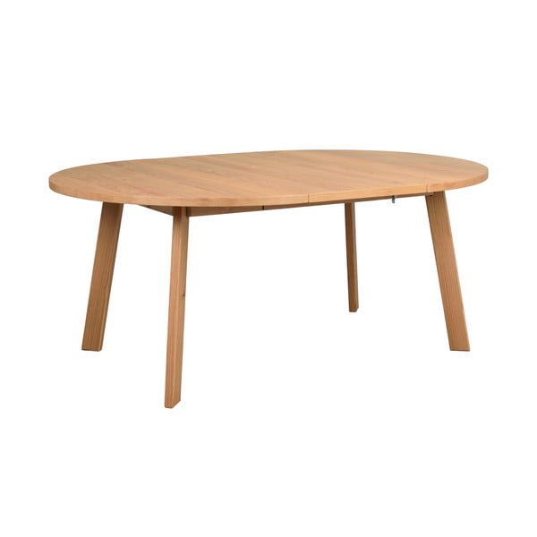 Natúr színű kerek bővíthető étkezőasztal tölgyfa dekorral ø 130 cm Glenside – Rowico-image-2