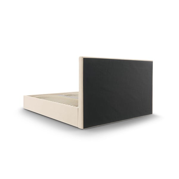 Bézs kárpitozott franciaágy tárolóhellyel ágyráccsal 180x200 cm Nerin – Mazzini Beds-image-4