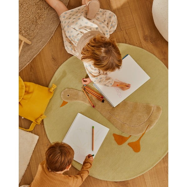Világossárga pamut gyerek szőnyeg ø100 cm Milu – Kave Home-image-1