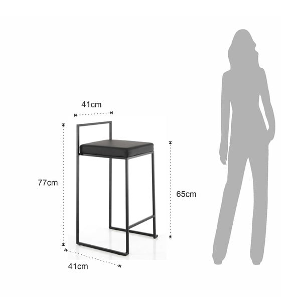 Fekete bőrutánzat bárszék szett 2 db-os (ülésmagasság 65 cm) Dodo – Tomasucci-image-4