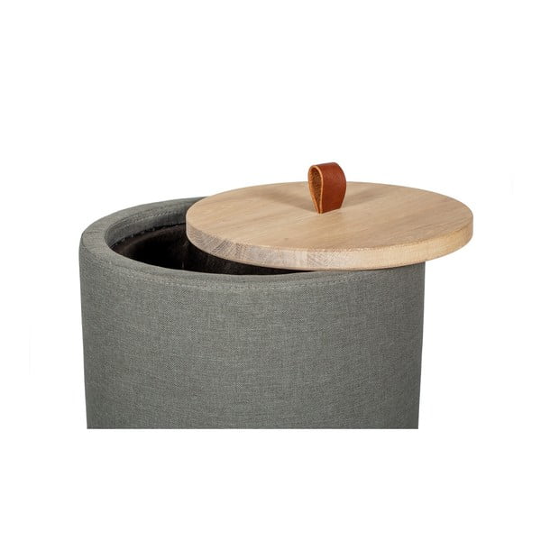 Ibisco szürkészöld tárolóasztal, levehető tölgyfa asztallappal, ⌀ 36 cm - Askala-image-2