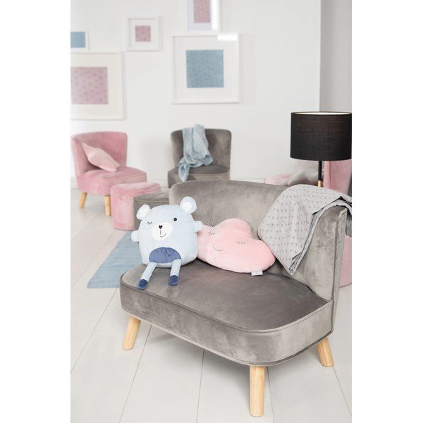Világosszürke bársony gyerek kanapé 70 cm Lil Sofa – Roba-image-3
