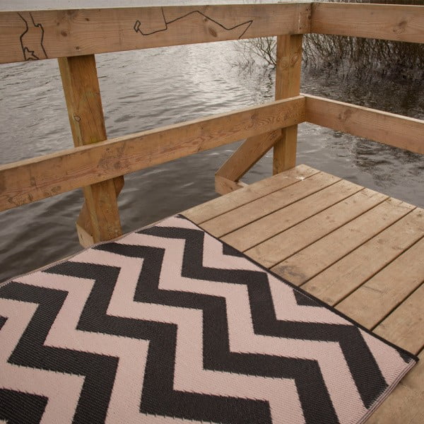 Tara fekete-bézs, kül- és beltérre is alkalmas, kétoldalas szőnyeg, 120 x 180 cm - Green Decore-image-3