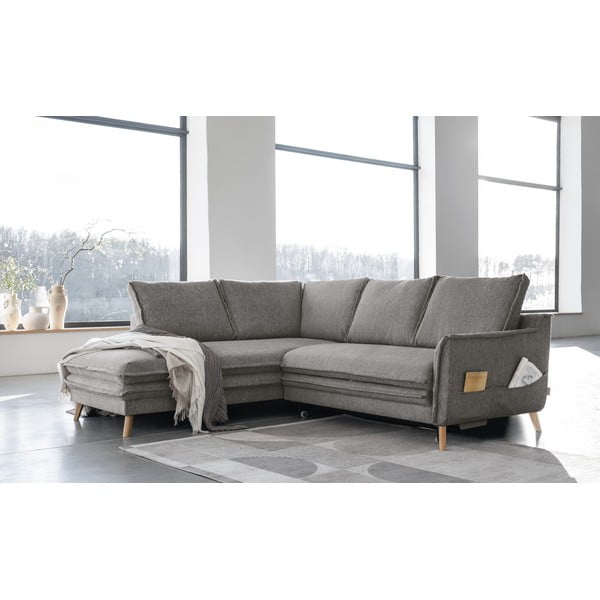 Szürke kinyitható sarokkanapé (bal oldali) Charming Charlie – Miuform-image-3