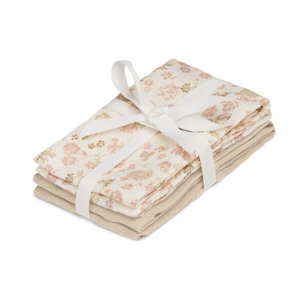 Bézs bio pamut mosdókesztyű szett 4 db-os 30x30 cm Augusta – Cam Cam Copenhagen