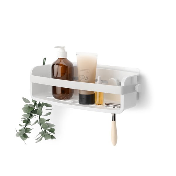 Fehér öntapadós újrahasznosított műanyag fürdőszobai polc Flex Adhesive – Umbra-image-4