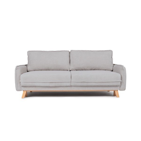 Világosszürke kordbársony kinyitható-tárolóhelyes kanapé 218 cm Tori – Bonami Selection