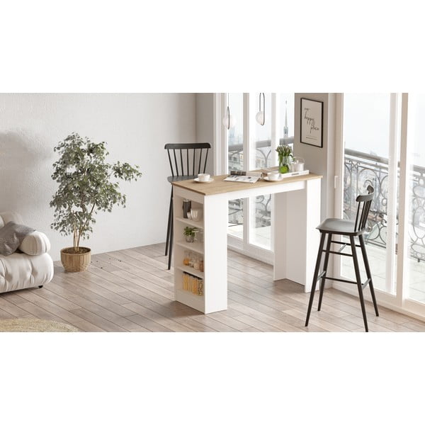 Bárasztal tölgyfa dekoros asztallappal 52x120 cm Peru – Marckeric-image-1