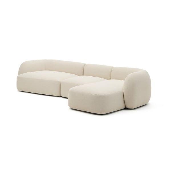 Krémszínű zsenília sarokkanapé (jobb oldali-heverő résszel) Martina – Kave Home-image-2