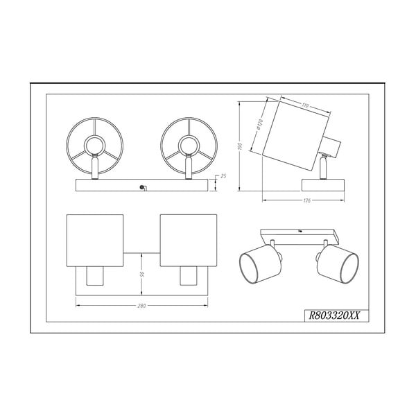 Fehér-szürke mennyezeti lámpa textil búrával ø 12 cm Tommy – Reality-image-2
