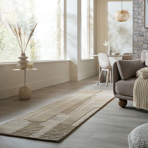 Szürkésbézs kézi szövésű gyapjú futószőnyeg 80x300 cm Lira  – Flair Rugs-image-1