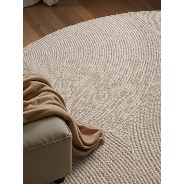 Világos natúr színű kézi szövésű gyapjú kerek szőnyeg ø 200 cm Eleni Natural White – Hanse Home-image-3