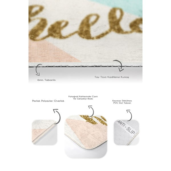 Krémszínű-aranyszínű bársony fürdőszobai kilépő szett 2 db-os 60x100 cm Hello – Mila Home-image-3