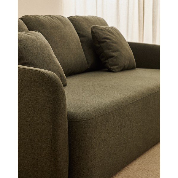 Sötétzöld zsenília kinyitható kanapé 218 cm Laira – Kave Home-image-4