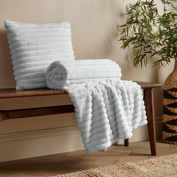 Fehér mikroplüss takaró 130x170 cm Cosy Ribbed – Catherine Lansfield-image-3