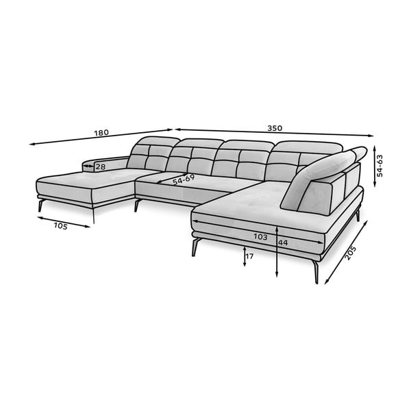 Fekete sarokkanapé (jobb oldali-U alakú) Bretan – ELTAP-image-2