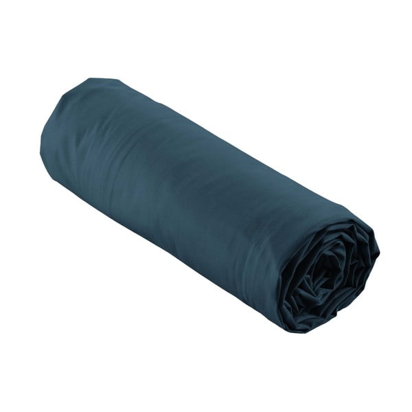 Sötétkék gumis pamut-perkál lepedő 160x200 cm Percaline – douceur d'intérieur-image-4